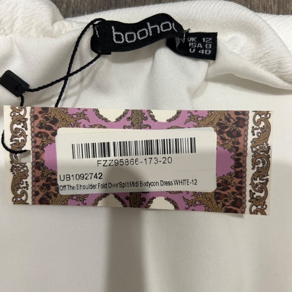 BOOHOO women’s off the shoulder midi white dress - Picture 2 of 3